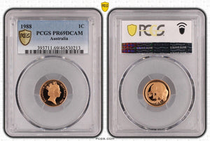1988 Proof One Cent 1c Australia PCGS PR69DCAM FDC UNC #3825