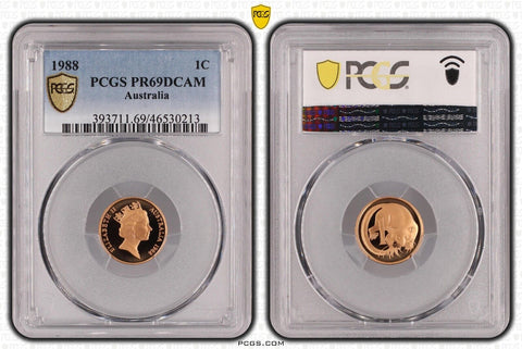 1988 Proof One Cent 1c Australia PCGS PR69DCAM FDC UNC #3825