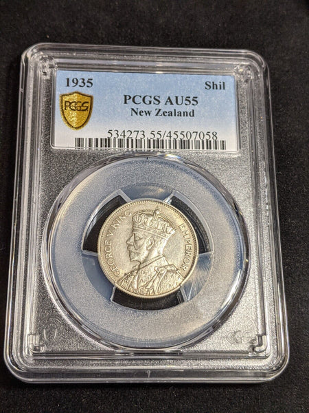 New Zealand 1935 Shilling 1/-  KM# 3 PCGS AU55 aUNC #3832