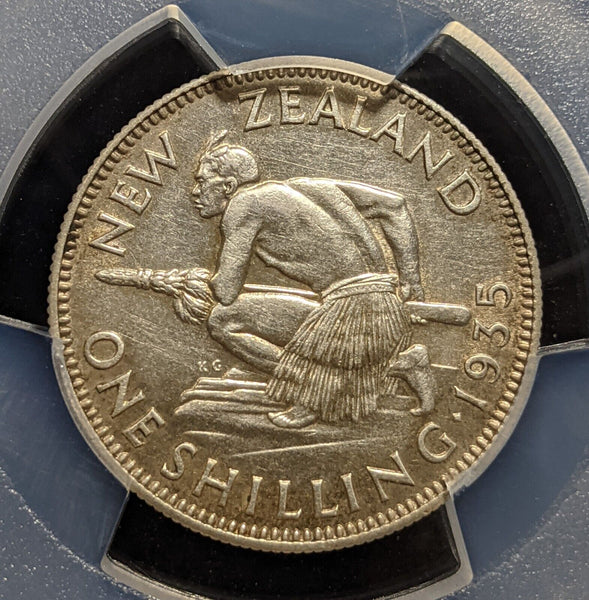 New Zealand 1935 Shilling 1/-  KM# 3 PCGS AU55 aUNC #3832