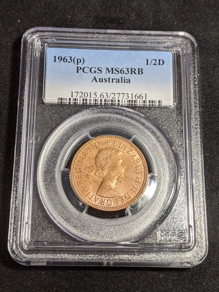 1963 Y Half Penny 1/2d Australia  PCGS MS63RB CHOICE UNC #3838