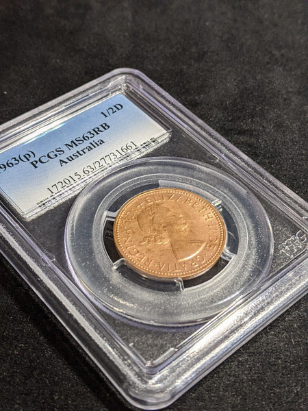 1963 Y Half Penny 1/2d Australia  PCGS MS63RB CHOICE UNC #3838