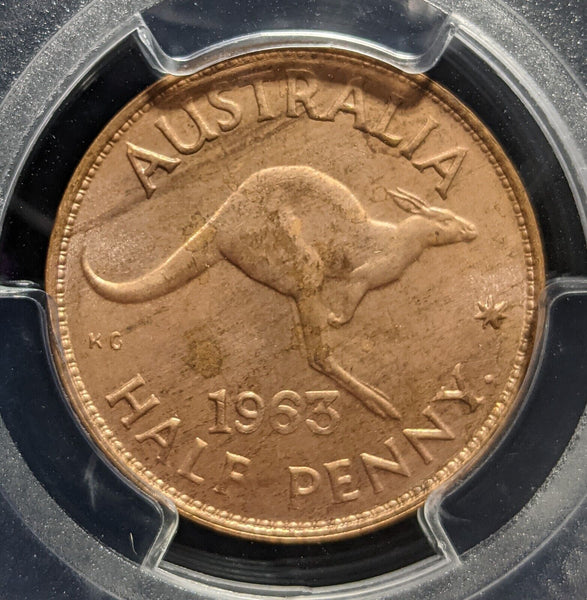 1963 Y Half Penny 1/2d Australia  PCGS MS63RB CHOICE UNC #3838