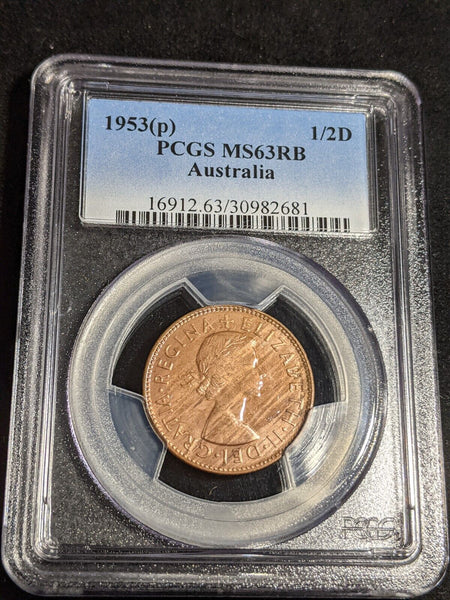 1953 A Half Penny 1/2d Australia PCGS MS63RB CHOICE UNC #3842