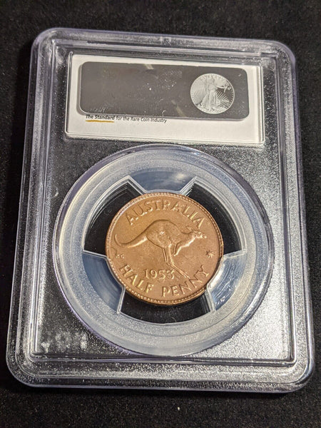 1953 A Half Penny 1/2d Australia PCGS MS63RB CHOICE UNC #3842