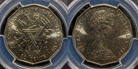 1982 Fifty Cent 50c Commonwealth Games Australia PCGS MS66 GEM UNC #3845