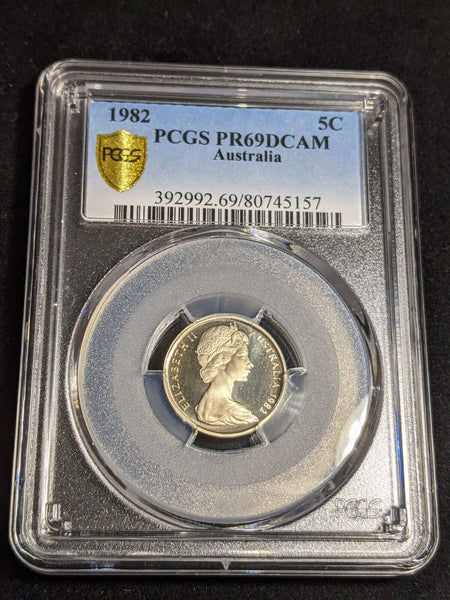 1982 Proof Five Cent 5c Australia PCGS PR69DCAM FDC UNC #3851