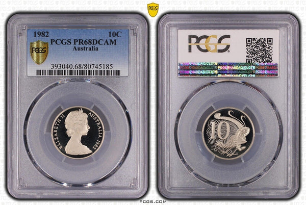 1982 Proof Ten Cent 10c Australia PCGS PR68DCAM FDC UNC #3852
