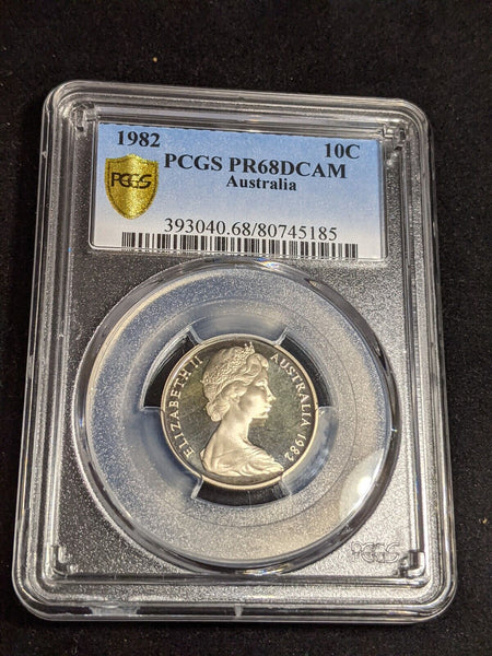 1982 Proof Ten Cent 10c Australia PCGS PR68DCAM FDC UNC #3852