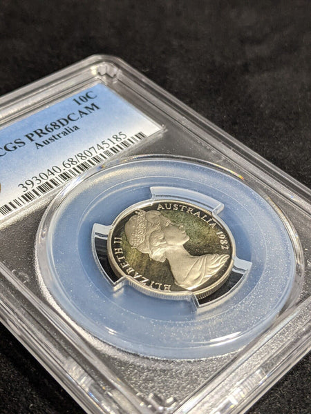 1982 Proof Ten Cent 10c Australia PCGS PR68DCAM FDC UNC #3852