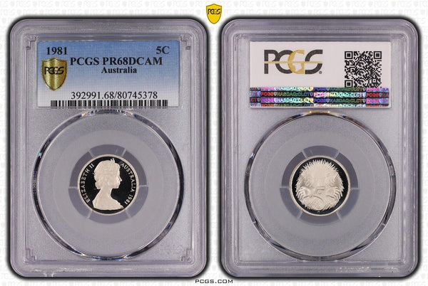 1981 Proof Five Cent 5c Australia PCGS PR68DCAM FDC UNC #3859