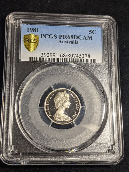 1981 Proof Five Cent 5c Australia PCGS PR68DCAM FDC UNC #3859