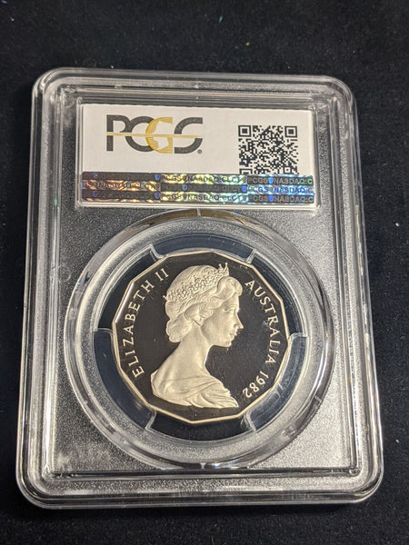 1982 Proof Fifty Cent 50c Commonwealth Games PCGS PR68DCAM FDC UNC #3856