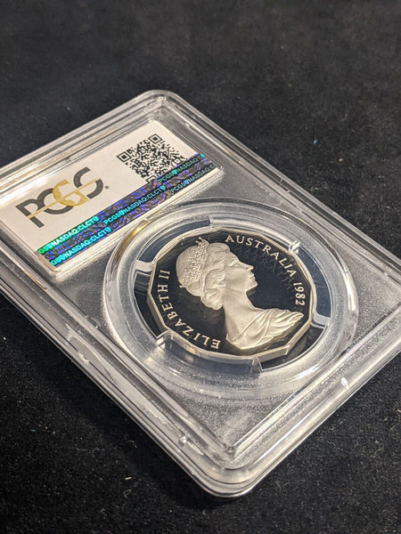 1982 Proof Fifty Cent 50c Commonwealth Games PCGS PR68DCAM FDC UNC #3856