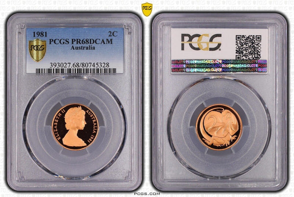 1981 Proof Two Cent 2c Australia PCGS PR68DCAM FDC UNC #3858