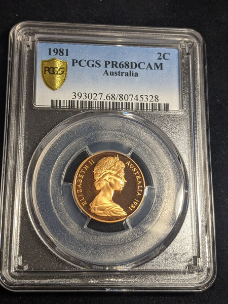 1981 Proof Two Cent 2c Australia PCGS PR68DCAM FDC UNC #3858