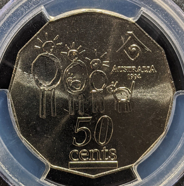 1994 Fifty Cent 50c Year of the Family Wide Date PCGS MS66 GEM UNC #3872