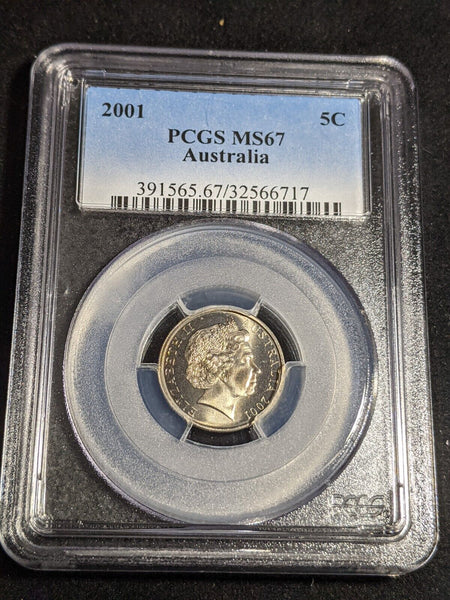 2001 Five Cent 5c Australia PCGS MS67 FDC GEM UNC #3874