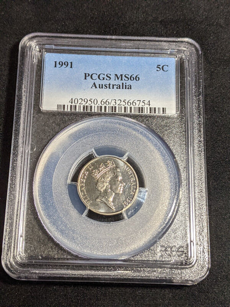 1991 Five Cent 5c Australia PCGS MS66 GEM UNC #3876
