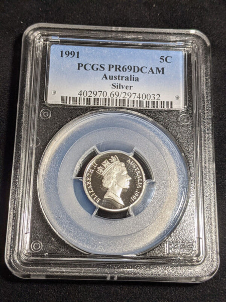 1991 Proof Silver Five Cent 5c Australia PCGS PR69DCAM FDC UNC #3878
